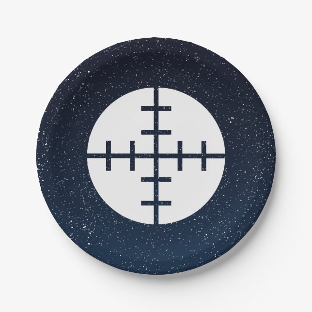 Gewehr visiert Bilddagramm an Pappteller (Vorderseite)