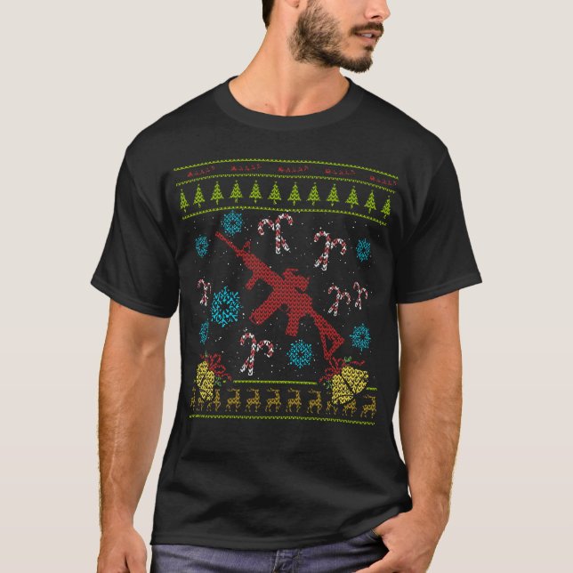 Gewehr-Weihnachtshässliches T-Shirt (Vorderseite)