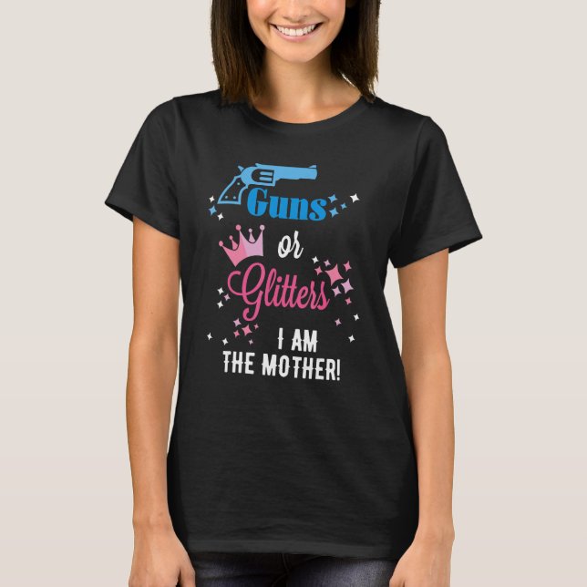 Gewehre oder Glitzer Gender-Offenlegung Shirt für  (Vorderseite)