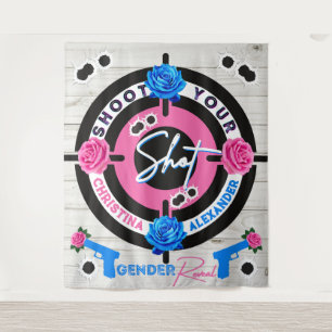 Gewehre oder Rose Geschlecht zeigen Baby-Dusche pi Wandteppich