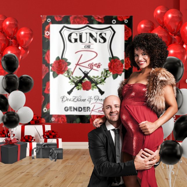 Gewehre oder Rose Geschlechtsspezifische Babydusch Wandteppich (Von Creator hochgeladen)