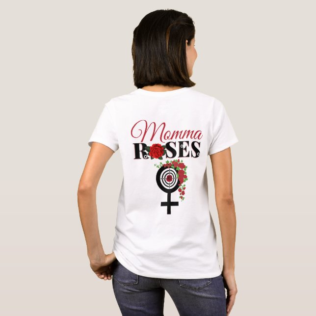 Gewehre oder Rose Geschlechtsspezifische Mami-Rose T-Shirt (Schwarz voll)