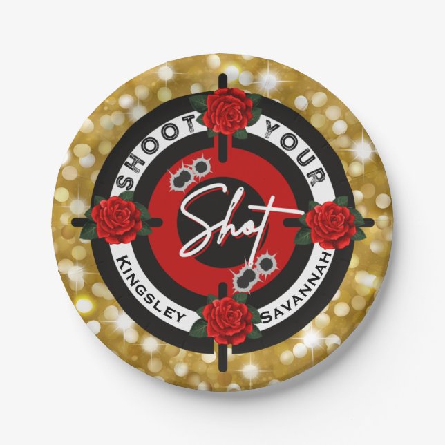 Gewehre oder Rose schießen die Aufdeckung des Wurz Pappteller (Vorderseite)