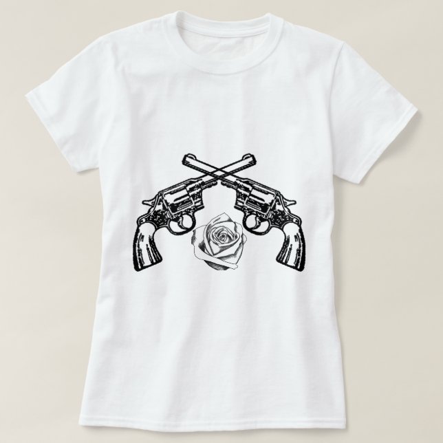Gewehre und Rosen T-Shirt (Design vorne)