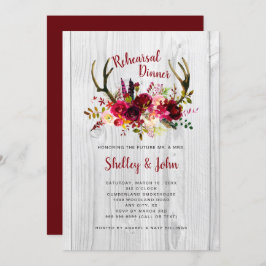 Geweih-Burgunderlädt BlumenProben-Abendessen ein Einladung