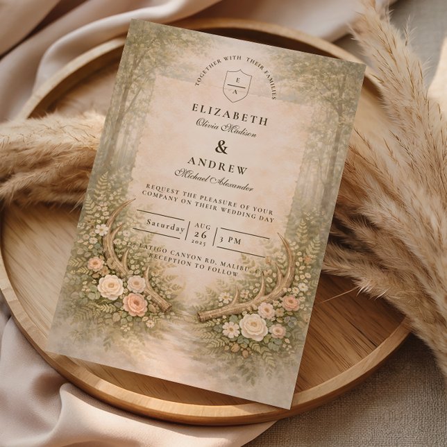 Geweih Floral Boho Hochzeit Einladung (Von Creator hochgeladen)