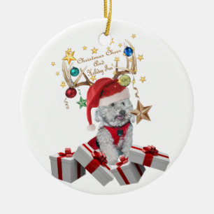 Geweihe, Weihnachten und das cockapoo Keramikornament