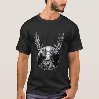 Geweihter Elchschädel Herr Der Wälder Waldgeist W T-Shirt