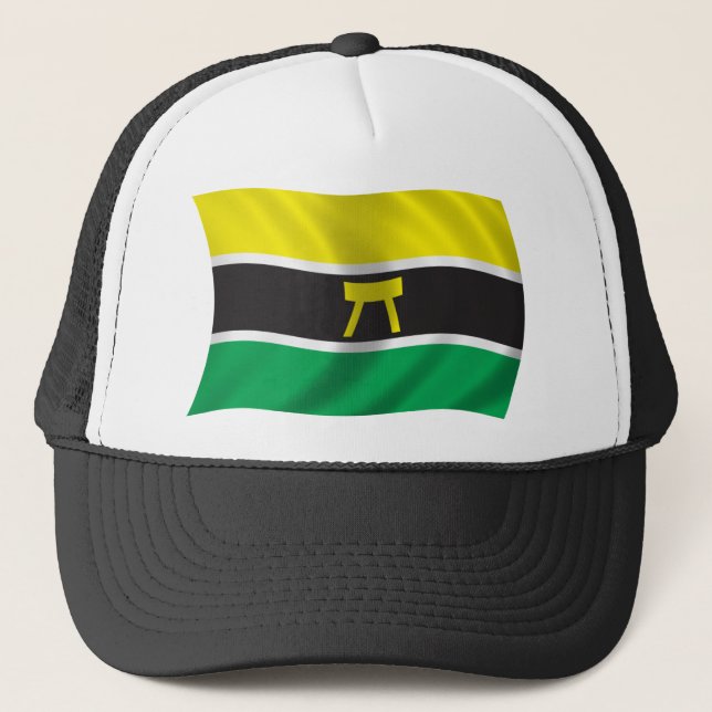 Gewellte Ashanti Flagge Truckerkappe (Vorderseite)