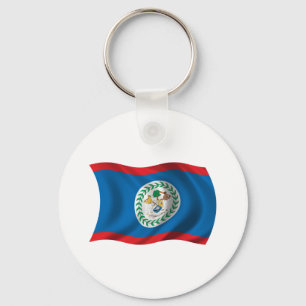 Gewellte Belize-Flagge Schlüsselanhänger