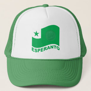 Gewellte Flagge des Esperantos+Text und zamenhof, Truckerkappe