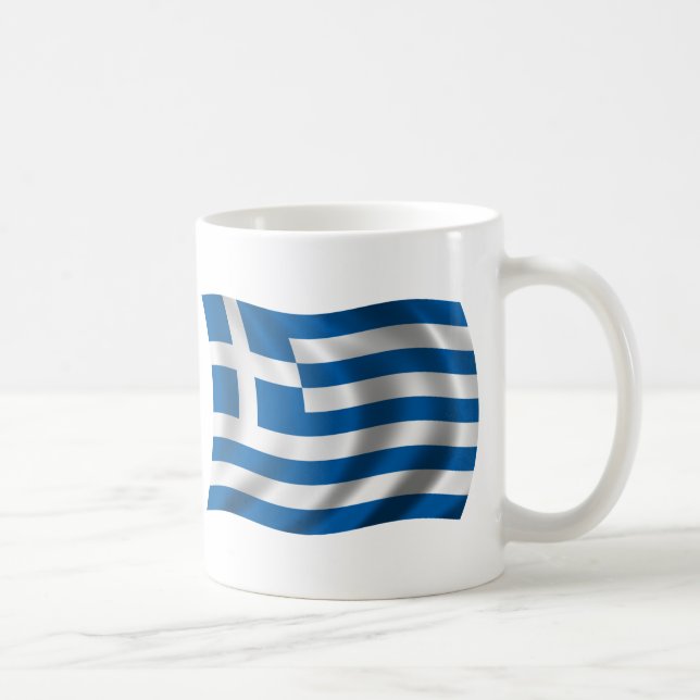 Gewellte Griechenland-Flagge Kaffeetasse (Rechts)