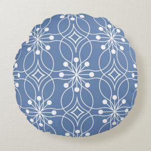 Gewellte Linien Geometrisches Vintage-Muster Rundes Kissen
