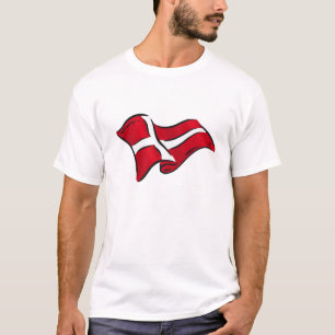 Gewellte schattierte dänische Flagge von Dänemark T-Shirt