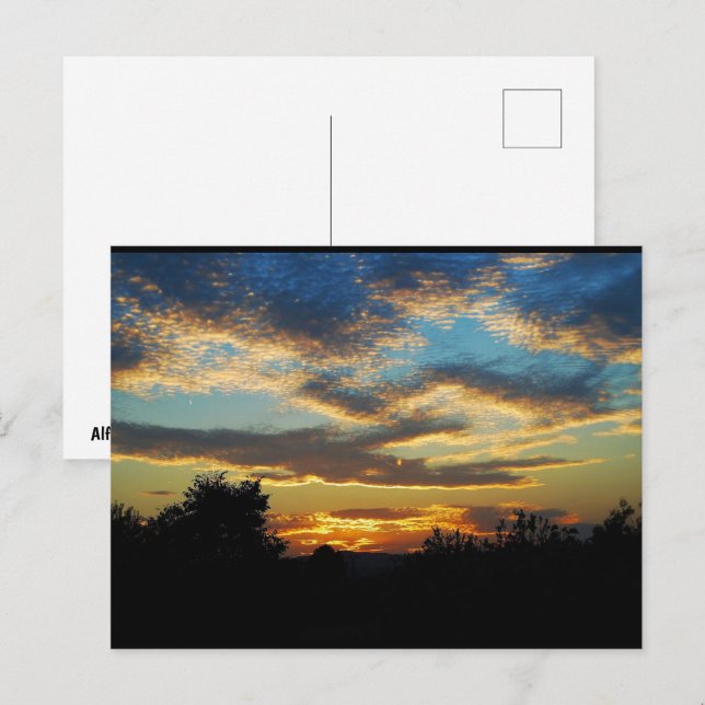 Gewellter Abendhimmel Postkarte (Vorne/Hinten)