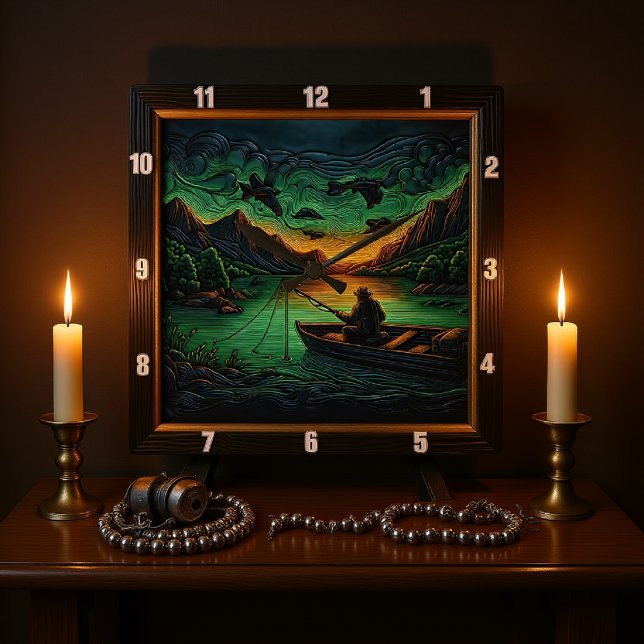 Gewendeter Outdoorsman Quadratische Wanduhr (Von Creator hochgeladen)