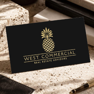 Gewerbeimmobilien Goldene Ananas Luxus Schwarz Visitenkarte