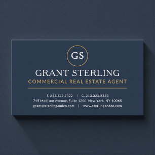 Gewerbeimmobilienmakler Navy Blau Gold Luxus Visitenkarte