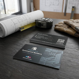 Gewerbliche Bauunternehmer | Dunkler Minimalist Visitenkarte