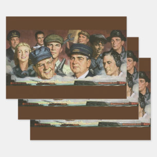 Gewerbliche Berufe, Vintage patriotische Vaterland Geschenkpapier Set