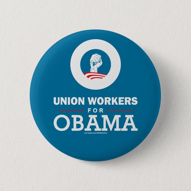 Gewerkschaft Arbeitnehmer für Obama Button (Vorderseite)