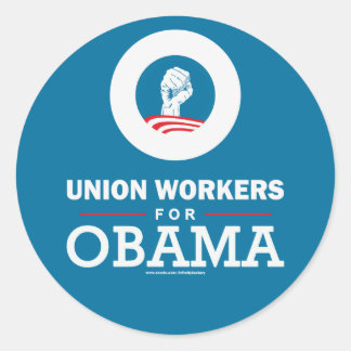 Gewerkschaft Arbeitnehmer für Obama Runder Aufkleber