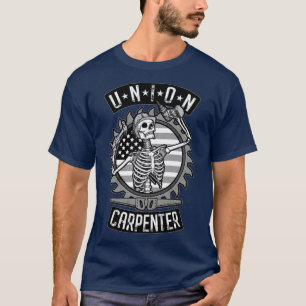 Gewerkschaft Carpenter Skeleton USA Flag Woodworke T-Shirt