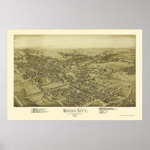 Gewerkschaft City, PA Panorama Karte - 1895 Poster