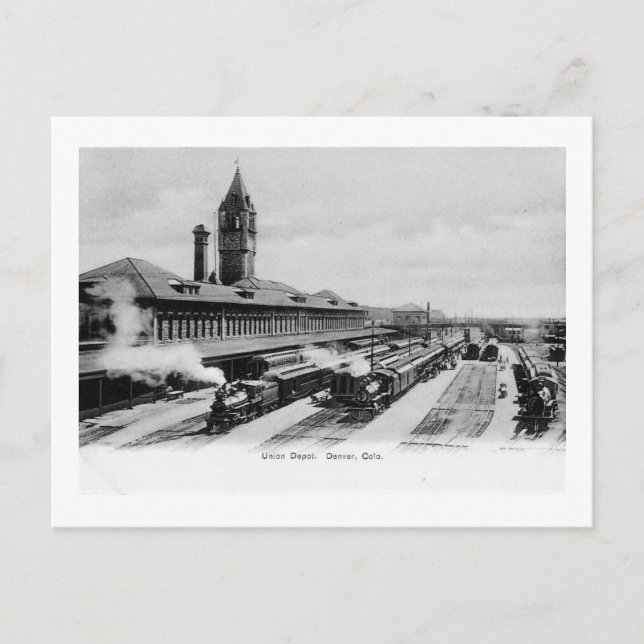 Gewerkschaft Depot Bahnhof, Denver, Colorado Vinta Postkarte (Vorderseite)