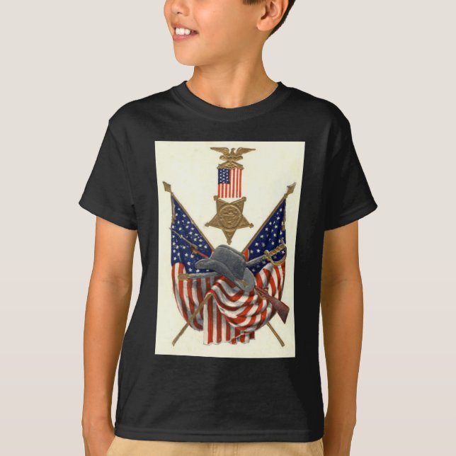 GEWERKSCHAFT der US-Fahne Ziviler Kriegsmedaillen- T-Shirt (Vorderseite)