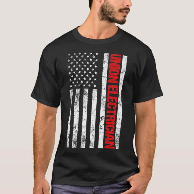 Gewerkschaft Electrical American Flag Electrical T-Shirt (Vorderseite)