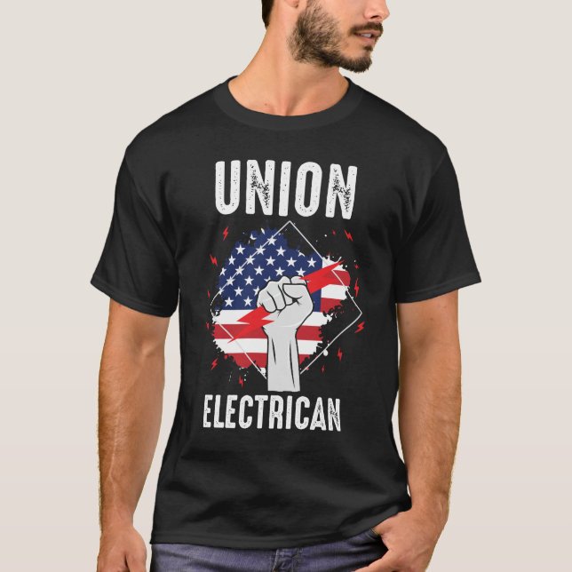 Gewerkschaft Electrical US Remüde American Husband T-Shirt (Vorderseite)