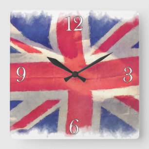 Gewerkschaft Flag oder Union Jack British Patriot Quadratische Wanduhr
