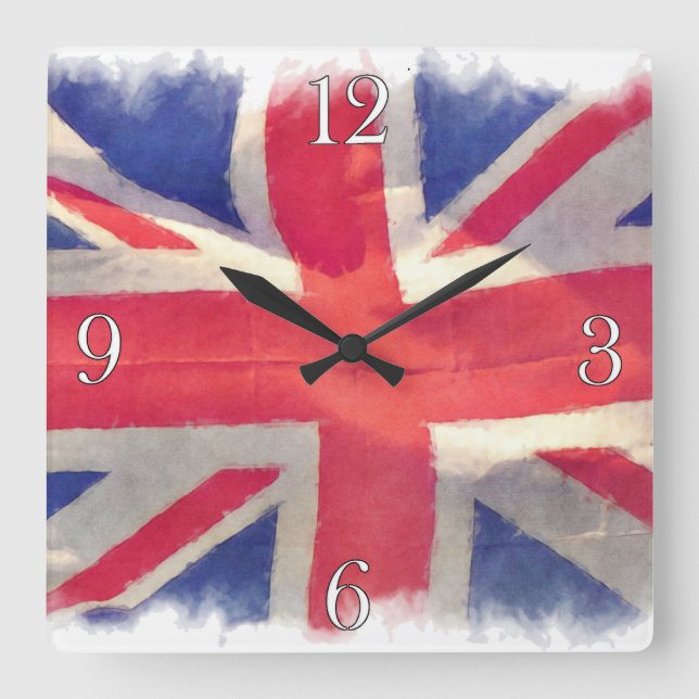 Gewerkschaft Flag oder Union Jack British Patriot Quadratische Wanduhr (Vorderseite)