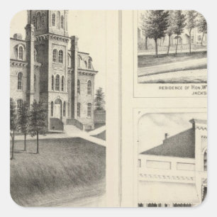 Gewerkschaft High School, Residence & Jackson Land Quadratischer Aufkleber