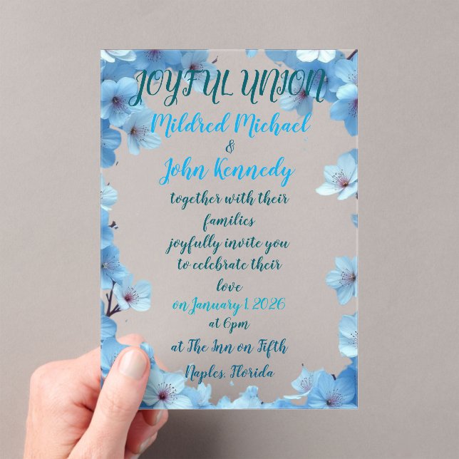 Gewerkschaft Hochzeitseinladung mit Blumen Acryleinladungen (Insitu (Handheld))