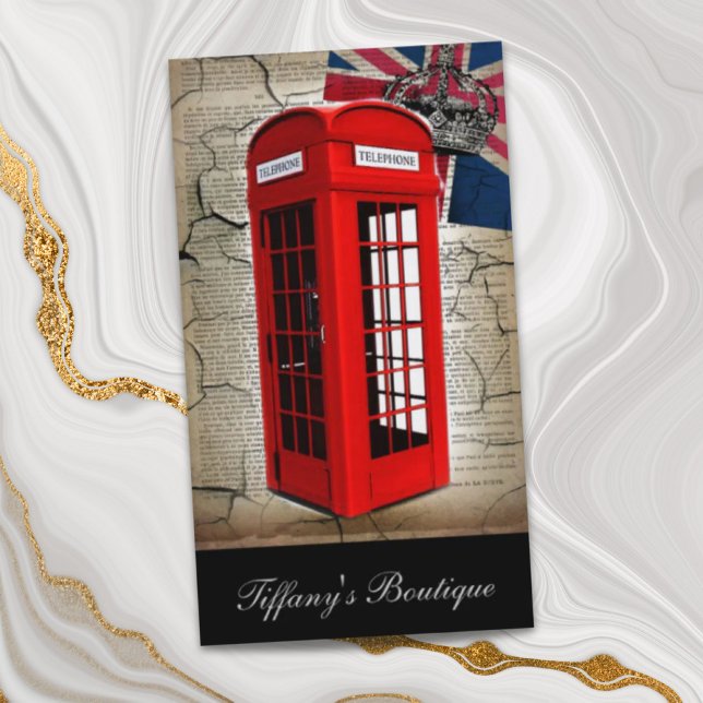 Gewerkschaft Jack Flaggenjubiläum Kronensprechkabi Visitenkarte (union jack flag jubilee crown red telephone booth business card)