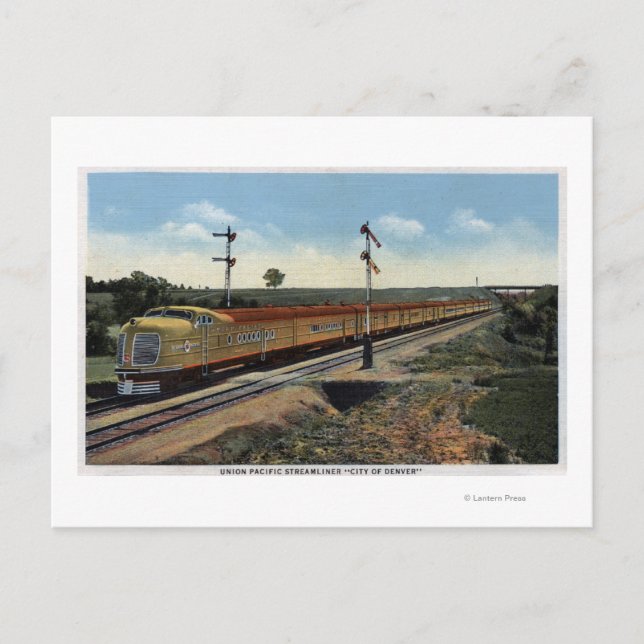 Gewerkschaft Pacific Streamliner "Stadt Denver" Postkarte (Vorderseite)