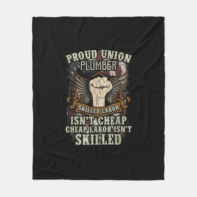 Gewerkschaft Plumber Shirt Proud qualifizierte Arb Fleecedecke (Vorderseite)