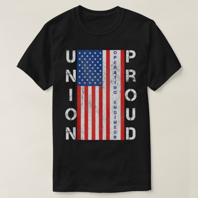 Gewerkschaft Proud American Flag Operating Enginee T-Shirt (Design vorne)