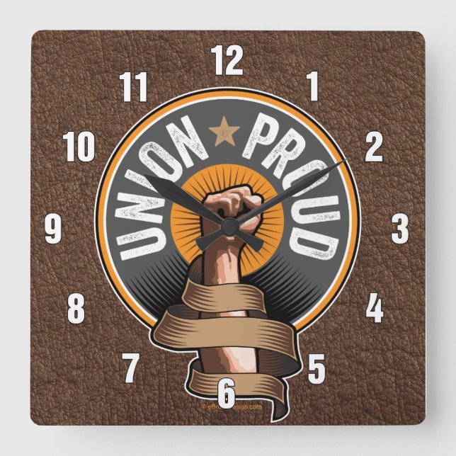 Gewerkschaft Proud Quadratische Wanduhr (Vorderseite)