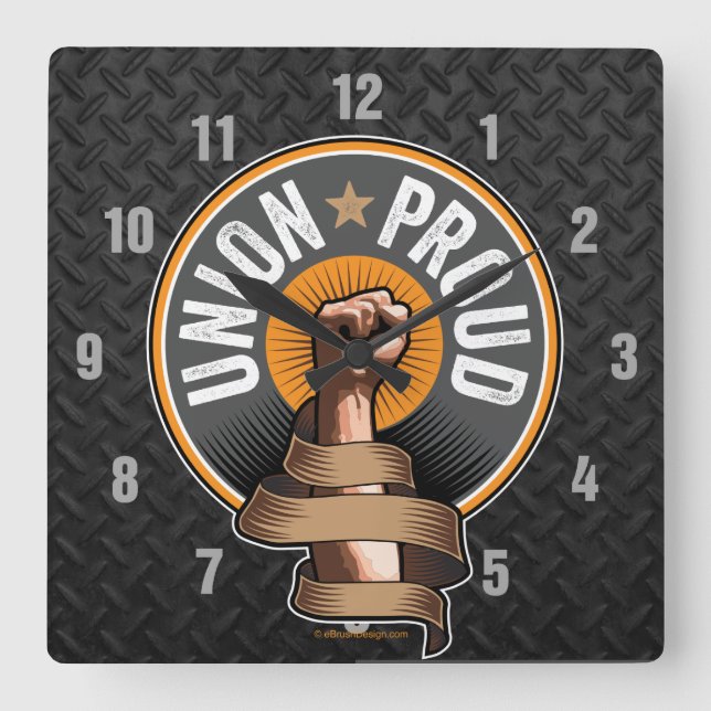 Gewerkschaft Proud Square Wall Clock Quadratische Wanduhr (Vorderseite)