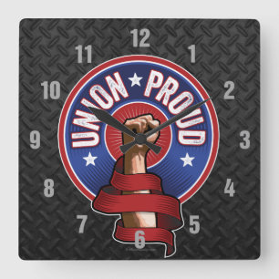 Gewerkschaft Proud Square Wall Clock Quadratische Wanduhr