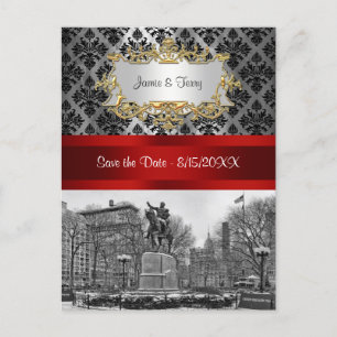 Gewerkschaft Square NYC Black Damask 211 Save the  Ankündigungspostkarte