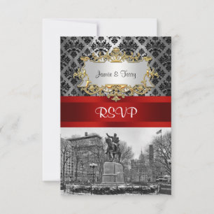 Gewerkschaft Square NYC Black Damask 211 UAWG 2 RSVP Karte
