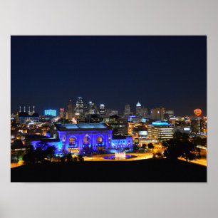 Gewerkschaft Station in Blue, Kansas City (16x12) Poster