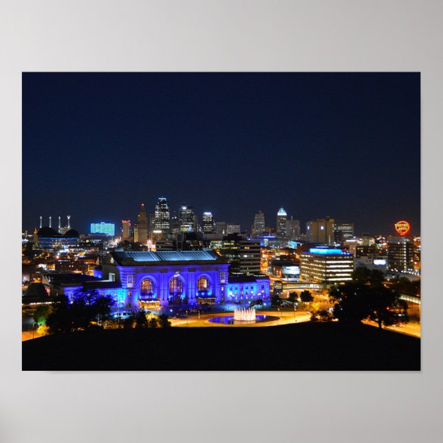 Gewerkschaft Station in Blue, Kansas City (16x12) Poster (Vorne)