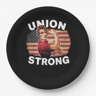 Gewerkschaft Strong - Labour Day Messy Bun USA Fla Pappteller