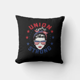 Gewerkschaft Strong Labour Day Messy Bun USA Flag Kissen