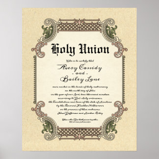 Gewerkschaft Trellis Wedding Certificate Poster